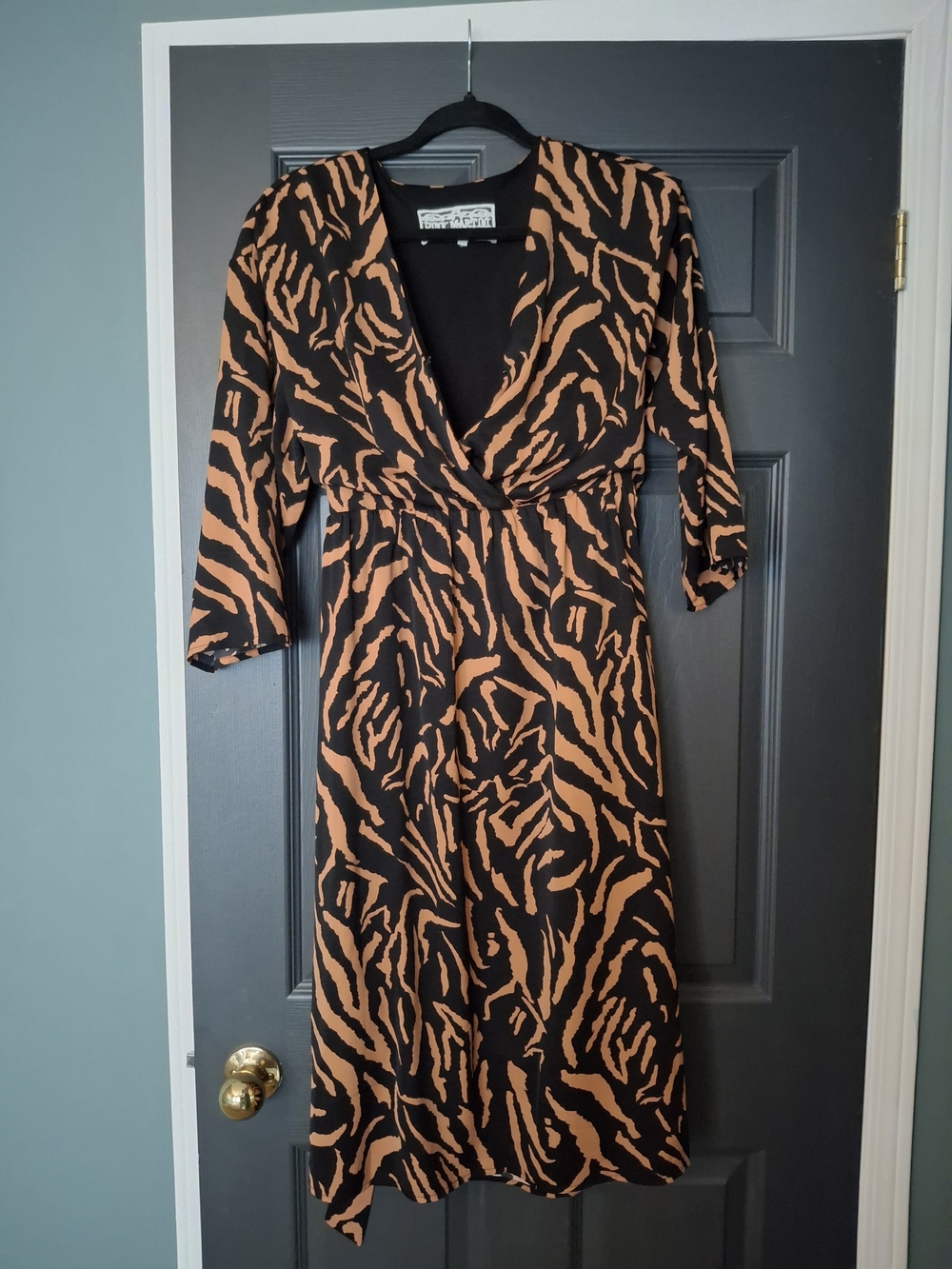 Pink Martini Black and Rust Animal-Print Midi Dress